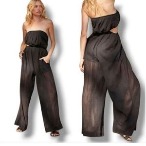 NEW Free People Cut Out For It Jumpsuit romper cotton high waisted gauze